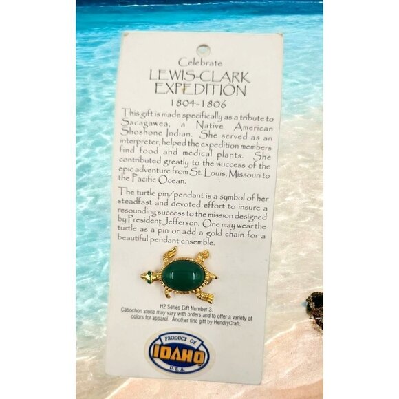 Turtle Pin/Pendant Collectable Lewis Clark Expedition Cabochon Stone H2 Series - Picture 4 of 12